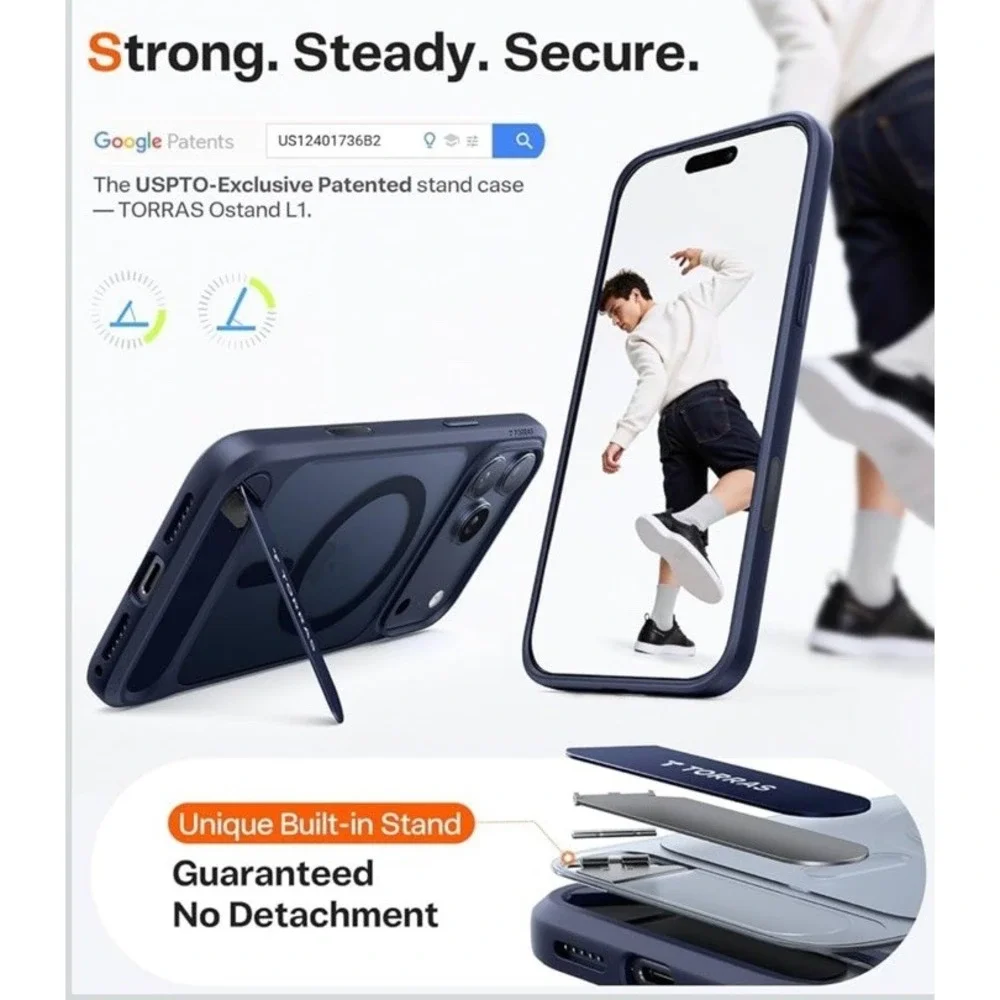 TORRAS Strong Magnetic & Seamless Stand for iPhone 17 Pro‎ Max Case Deep Blue